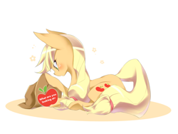 Size: 1000x750 | Tagged: safe, artist:nabebuta, applejack, earth pony, pony, castle sweet castle, applejack's hat, cowboy hat, female, hat, mare, solo