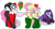 Size: 2794x1517 | Tagged: safe, artist:blackbewhite2k7, fluttershy, pinkie pie, rarity, earth pony, pegasus, pony, unicorn, blushing, catwoman, christmas, crossover, female, flutterpie, harley quinn, heartbeat, lesbian, magic, mistletoe, parody, poison ivy, shipping