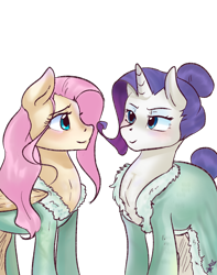 Size: 2680x3404 | Tagged: safe, artist:mrscurlystyles, fluttershy, rarity, pegasus, pony, unicorn, bathrobe, clothes, robe, simple background, transparent background