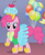 Size: 245x300 | Tagged: safe, screencap, pinkie pie, earth pony, pony, suited for success, clothes, cropped, cupcake, dress, food, gala dress, hat, outfit catalog, raised hoof, solo