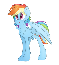 Size: 3000x3300 | Tagged: safe, artist:fluffyxai, derpibooru import, rainbow dash, pegasus, pony, alternate manestyle, concerned, female, frown, high res, mare, open mouth, perplexed, simple background, solo, spread wings, standing, three quarter view, transparent background, wings, worried