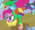 Size: 515x430 | Tagged: safe, screencap, pinkie pie, earth pony, pony, the crystal empire, bowtie, clothes, costume, face paint, female, jester, jester motley, jester pie, mare, outfit catalog, solo, standing, standing on one leg