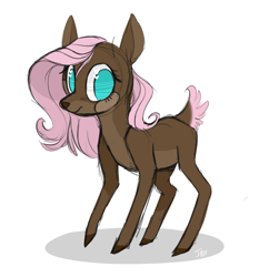 Size: 1280x1371 | Tagged: safe, artist:jellybeanbullet, fluttershy, deer, deerified, flutterdeer, heart eyes, looking at you, simple background, solo, species swap, white background, wingding eyes