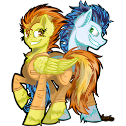 Size: 1024x1024 | Tagged: safe, artist:euphori-art, derpibooru import, soarin', spitfire, clothes, prison outfit, unshorn fetlocks