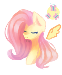 Size: 991x1200 | Tagged: safe, artist:prairiedennis, fluttershy, pegasus, pony, cutie mark, eyes closed, solo, wings