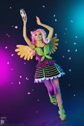 Size: 669x1004 | Tagged: safe, artist:ryoko-demon, derpibooru import, fluttershy, human, equestria girls, rainbow rocks, armpits, clothes, cosplay, costume, high heels, irl, irl human, pantyhose, photo, shoes, skirt, solo