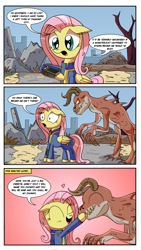 Size: 1000x1775 | Tagged: safe, artist:daniel-sg, fluttershy, pegasus, pony, comic, crossover, deathclaw, fallout, fallout 4, female, finding nemo, monster