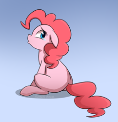 Size: 883x912 | Tagged: safe, artist:saber-panda, pinkie pie, earth pony, pony, crying, floppy ears, missing cutie mark, sad, sitting, solo