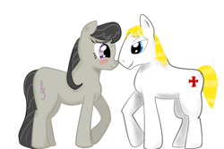 Size: 1500x1000 | Tagged: safe, artist:mtuziak, octavia melody, earth pony, pony, anders behring breivik, blushing, nose to nose, ponified, shipping