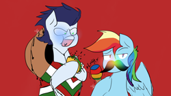 Size: 1280x720 | Tagged: safe, artist:soarindashbestship, derpibooru import, rainbow dash, soarin', pegasus, pony, 30 day soarindash challenge, cinco de mayo, facial hair, female, food, male, maracas, moustache, musical instrument, shipping, soarindash, straight, taco, tumblr