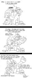 Size: 530x1280 | Tagged: safe, artist:omny87, derpibooru import, spike, twilight sparkle, dragon, comic, drool, drunk, drunk twilight, monochrome, parody, rick and morty, twirick