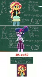 Size: 886x1619 | Tagged: safe, edit, edited screencap, screencap, sci-twi, sunset shimmer, twilight sparkle, equestria girls, friendship games, comic, fancy mathematics, math, screencap comic