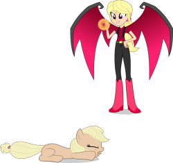 Size: 4243x4000 | Tagged: safe, artist:ambassad0r, applejack, megan williams, equestria girls, g1, absurd resolution, cutie mark theft, equestria girls-ified, evil megan, g1 to g4, generation leap, simple background, transparent background, vector