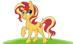 Size: 2400x1440 | Tagged: safe, artist:warszak, sunset shimmer, earth pony, pony, cute, female, mare, missing horn, shimmerbetes, simple background, solo