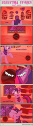 Size: 1004x3753 | Tagged: safe, artist:estories, derpibooru import, twilight sparkle, unicorn twilight, unicorn, comic:seeds of darkness, comic, golden oaks library, solo