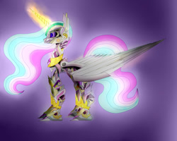 Size: 1024x819 | Tagged: safe, artist:scalestroke315, princess celestia, alicorn, pony, crossover, fan made, optimus prime, solo, technology, transformers