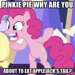 Size: 270x268 | Tagged: safe, screencap, applejack, pinkie pie, earth pony, pony, castle sweet castle, faic, image macro, meme