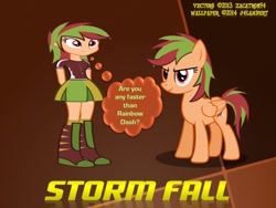 Size: 720x540 | Tagged: safe, artist:j4lambert, artist:zacatron94, derpibooru import, oc, oc only, pony, equestria girls, quote, reference, storm fall, wallpaper