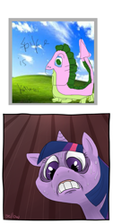 Size: 675x1341 | Tagged: safe, artist:poniperfection, derpibooru import, spike, twilight sparkle, dragon, 1000 hours in ms paint, bliss, ms paint, why, windows xp