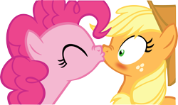 Size: 9999x5908 | Tagged: safe, applejack, pinkie pie, earth pony, pony, absurd resolution, applepie, female, image macro, kissing, lesbian, meme, shipping, surprise kiss