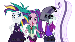 Size: 5984x3376 | Tagged: artist needed, safe, aria blaze, coloratura, rarity, equestria girls, it isn't the mane thing about you, alternate hairstyle, countess coloratura, pun, raripunk