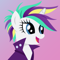 Size: 4770x4830 | Tagged: safe, artist:paganmuffin, rarity, pony, unicorn, it isn't the mane thing about you, absurd resolution, alternate hairstyle, clothes, female, lineless, mare, raripunk, simple background, solo