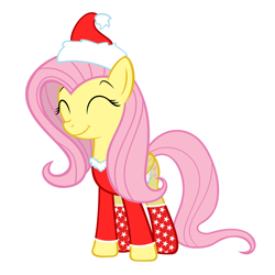 Size: 2200x2200 | Tagged: artist needed, safe, fluttershy, pegasus, pony, bottomless, christmas, clothes, cute, eyes closed, hat, partial nudity, santa hat, shyabetes, simple background, socks, solo, sweater, sweatershy, white background