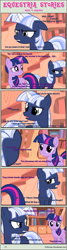 Size: 1004x3753 | Tagged: safe, artist:estories, derpibooru import, twilight sparkle, unicorn twilight, oc, oc:silverlay, unicorn, comic:seeds of darkness, comic, golden oaks library