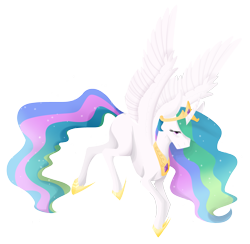 Size: 2453x2399 | Tagged: safe, artist:dasha37, princess celestia, alicorn, pony, crown, female, flying, jewelry, looking at you, mare, peytral, regalia, simple background, solo, spread wings, tired, transparent background, wings