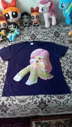 Size: 1440x2560 | Tagged: safe, artist:howxu, fluttershy, clothes, irl, photo, t-shirt