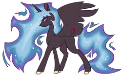 Size: 800x500 | Tagged: safe, artist:the-love-bug-queen, nightmare star, princess celestia, alicorn, pony, female, mare, simple background, solo, transparent background