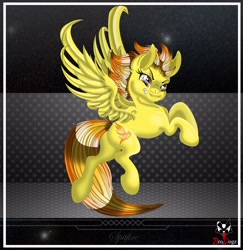 Size: 2910x3000 | Tagged: safe, artist:brodogz, derpibooru import, spitfire, pegasus, pony, female, mare, solo, two toned mane, wings, yellow coat