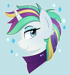 Size: 2031x2179 | Tagged: safe, artist:emera33, rarity, pony, unicorn, it isn't the mane thing about you, alternate hairstyle, bust, ear fluff, female, lidded eyes, mare, portrait, profile, punk, raripunk, solo