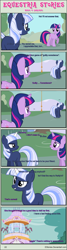 Size: 1004x3753 | Tagged: safe, artist:estories, derpibooru import, twilight sparkle, unicorn twilight, oc, oc:silverlay, unicorn, comic:seeds of darkness, comic