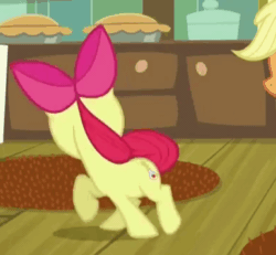 Size: 386x357 | Tagged: safe, screencap, apple bloom, applejack, earth pony, pony, bloom and gloom, adorabloom, animated, behaving like a dog, chasing own tail, cuddly, cute, cuteness overload, cutest pony alive, cutest pony ever, daaaaaaaaaaaw, hnnng, spinning, weapons-grade cute, you spin me right round
