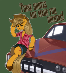 Size: 1172x1280 | Tagged: safe, artist:kevinsano, derpibooru import, applejack, earth pony, pony, car, dodge charger, parody, solo