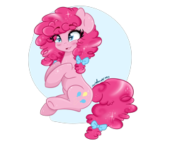 Size: 5000x4000 | Tagged: safe, artist:rarityforever, pinkie pie, earth pony, pony, absurd resolution, alternate hairstyle, cute, diapinkes, eye clipping through hair, hair bow, heart eyes, pigtails, solo, wingding eyes