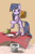 Size: 400x603 | Tagged: safe, artist:mcstalins, artist:nobody-hares, derpibooru import, twilight sparkle, pony, bipedal, book, broom, colored, magic, reading, solo, table, twilight sweeple