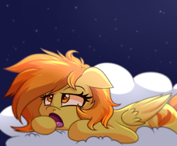 Size: 656x540 | Tagged: safe, artist:php92, derpibooru import, spitfire, cloud, cute, cutefire, night, prone, solo, tired, yawn