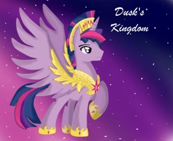 Size: 1925x1574 | Tagged: safe, artist:1231redflame, derpibooru import, dusk shine, prince dusk, twilight sparkle, twilight sparkle (alicorn), alicorn, crown, regalia, rule 63, solo