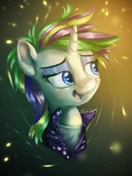 Size: 1024x1365 | Tagged: safe, artist:helmie-art, rarity, pony, unicorn, it isn't the mane thing about you, alternate hairstyle, bust, clothes, female, mare, open mouth, portrait, punk, raripunk, solo