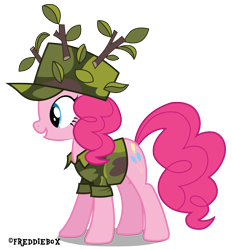 Size: 2779x3000 | Tagged: safe, artist:brony-works, pinkie pie, earth pony, pony, camouflage, female, mare, pink coat, solo