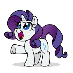Size: 701x701 | Tagged: safe, artist:jen-neigh, rarity, pony, unicorn, cute, female, mare, open mouth, raribetes, simple background, smol, solo, white background