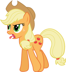 Size: 652x710 | Tagged: safe, artist:thorinair, applejack, earth pony, pony, the mysterious mare do well, disgusted, simple background, solo, svg, transparent background, vector