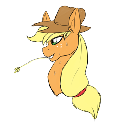 Size: 1280x1257 | Tagged: safe, artist:furfreak, applejack, earth pony, pony, female, mare, solo, straw