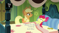 Size: 1920x1080 | Tagged: safe, screencap, apple bloom, applejack, earth pony, pony, bloom and gloom, female, mare