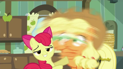 Size: 1920x1080 | Tagged: safe, screencap, apple bloom, applejack, earth pony, pony, bloom and gloom, female, mare