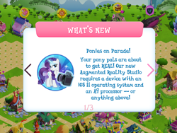 Size: 2048x1536 | Tagged: safe, photo finish, rarity, pony, unicorn, augmented reality, gameloft, ios, text