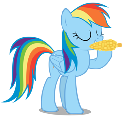 Size: 4500x4250 | Tagged: safe, artist:mrlolcats17, derpibooru import, rainbow dash, pegasus, pony, absurd resolution, chewing, corn, eating, eyes closed, female, food, hoof hold, hooves, mare, simple background, solo, transparent background, vector, wings