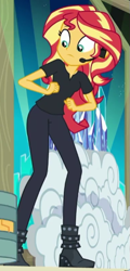 Size: 253x529 | Tagged: safe, screencap, sunset shimmer, all the world's off stage, better together, equestria girls, boots, cropped, director shimmer, female, shoes, solo